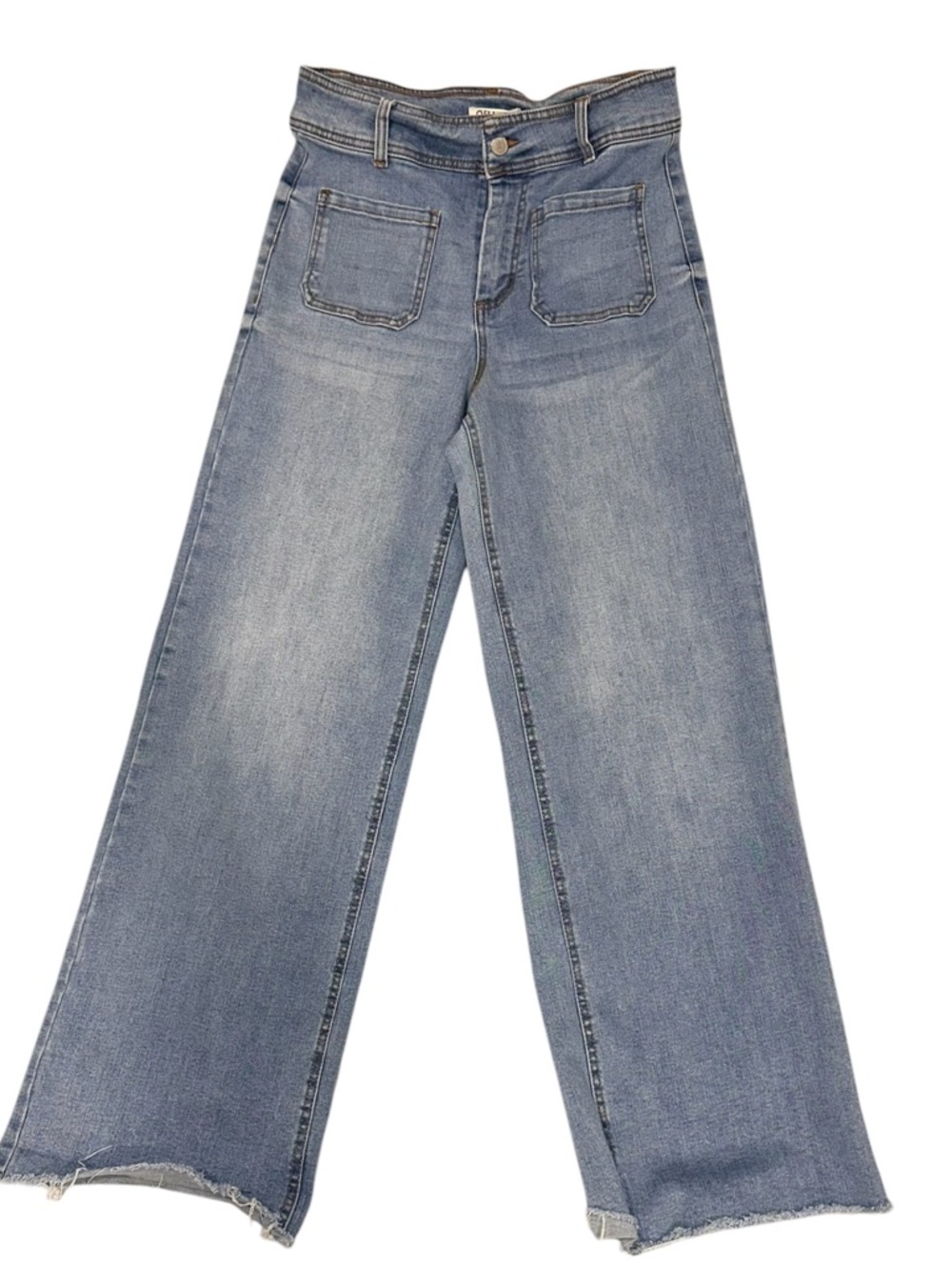 OAT New York Wide Leg Jeans High-Rise Light Wash Denim Sailor Utility Sz 6/28 - Picture 3 of 9